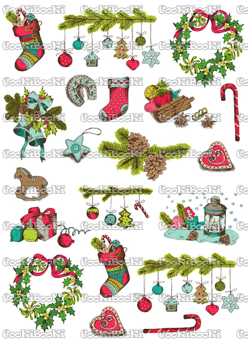Set of Christmas Elements - for design and scrapbook - in vector Шаблон за печат - Коледа #0032 - Image 1