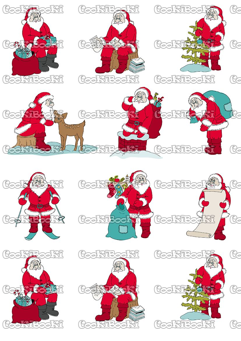 Santa Claus Christmas set - for design and scrapbook - in vector Шаблон за печат - Коледа #0033 - Image 1