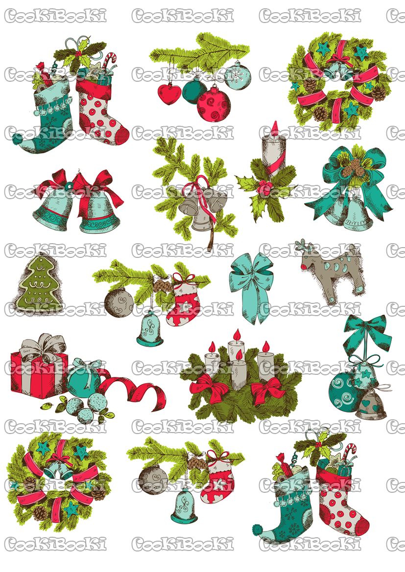 Set of Christmas Elements - for design and scrapbook - in vector Шаблон за печат - Коледа #0038 - Image 1