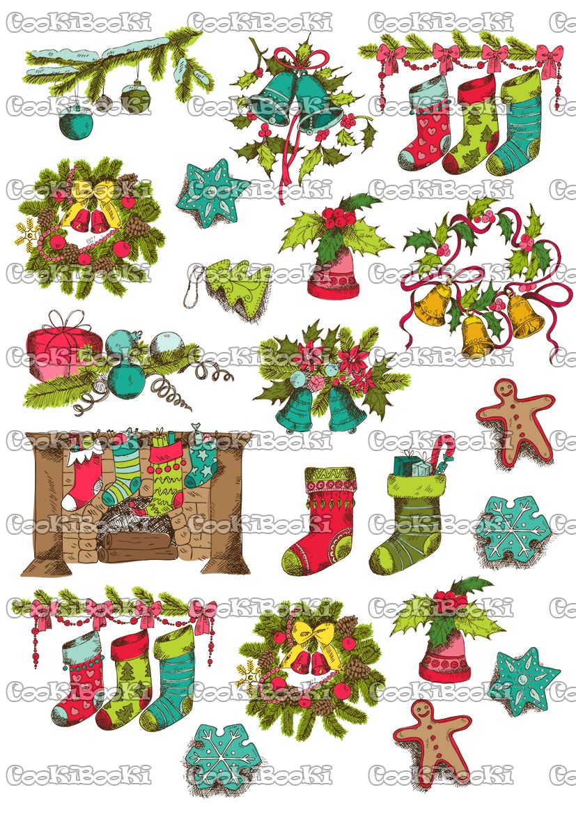 Set of Christmas Elements - for design and scrapbook - in vector Шаблон за печат - Коледа #0039 - Image 1
