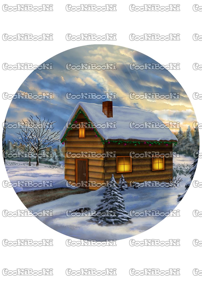 Christmas landscape Шаблон за печат - Коледа #0253 - Image 1