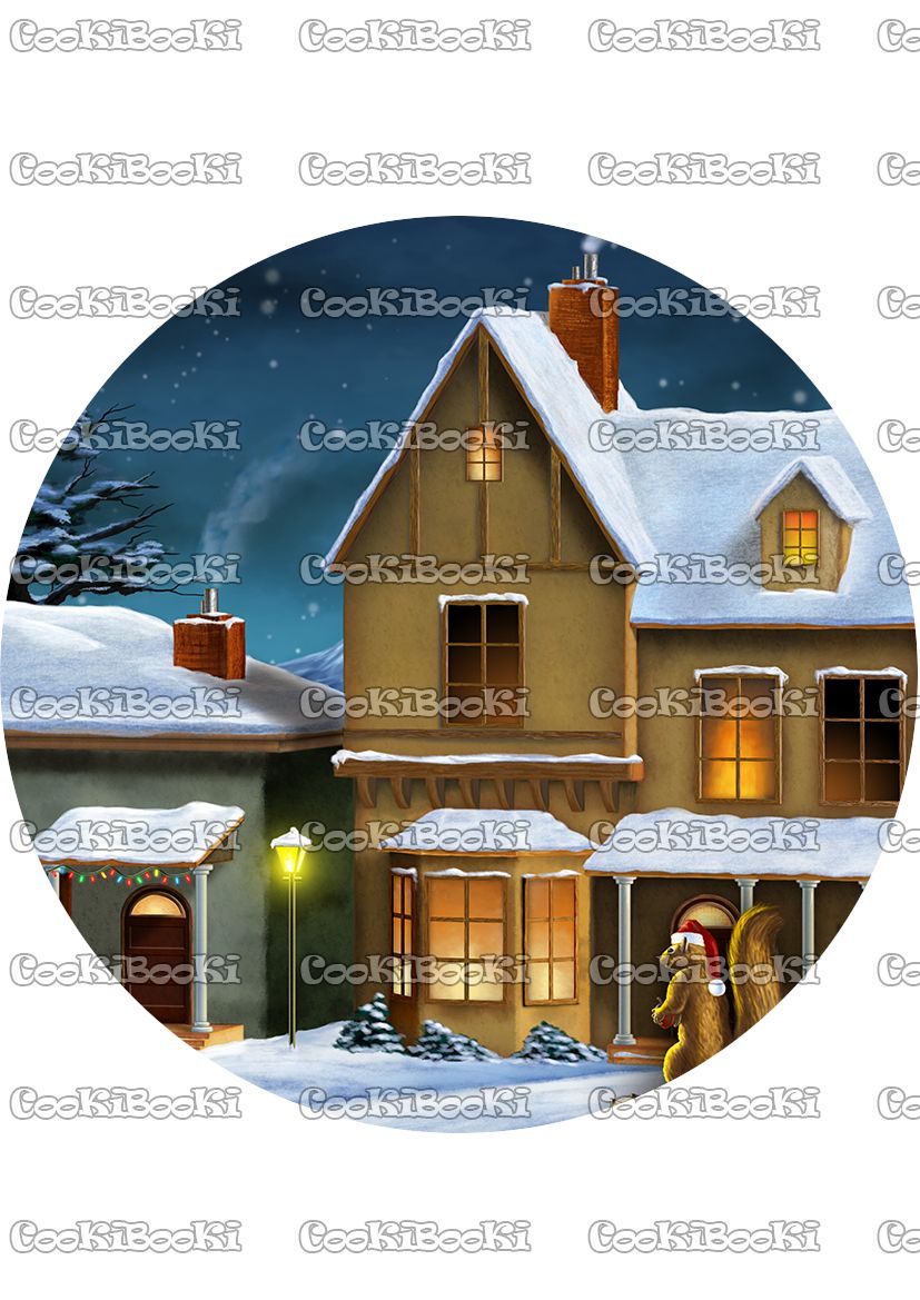 Christmas landscape Шаблон за печат - Коледа #0254 - Image 1