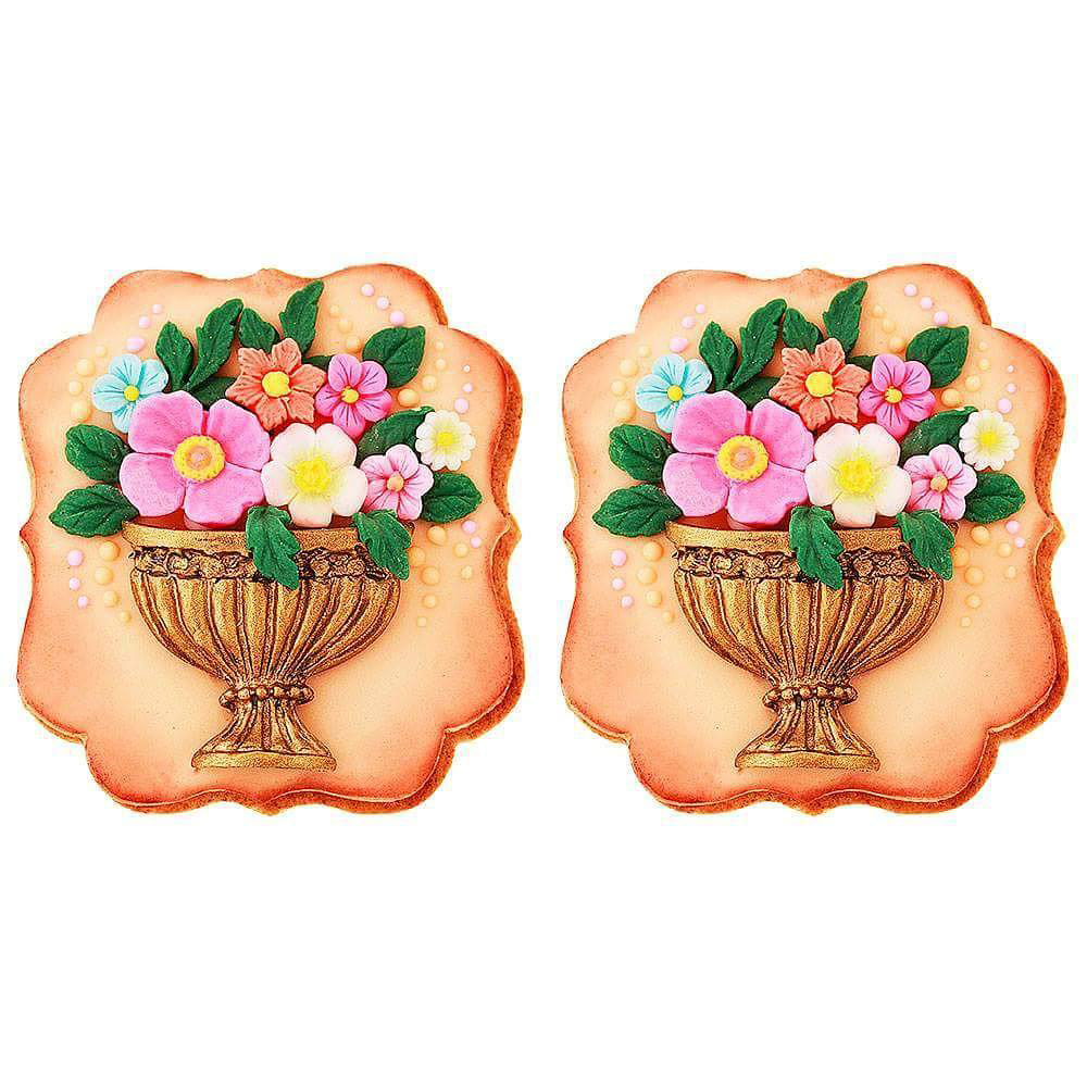 FLO002 Бисквитка - Букет в позлатена ваза - Image 1