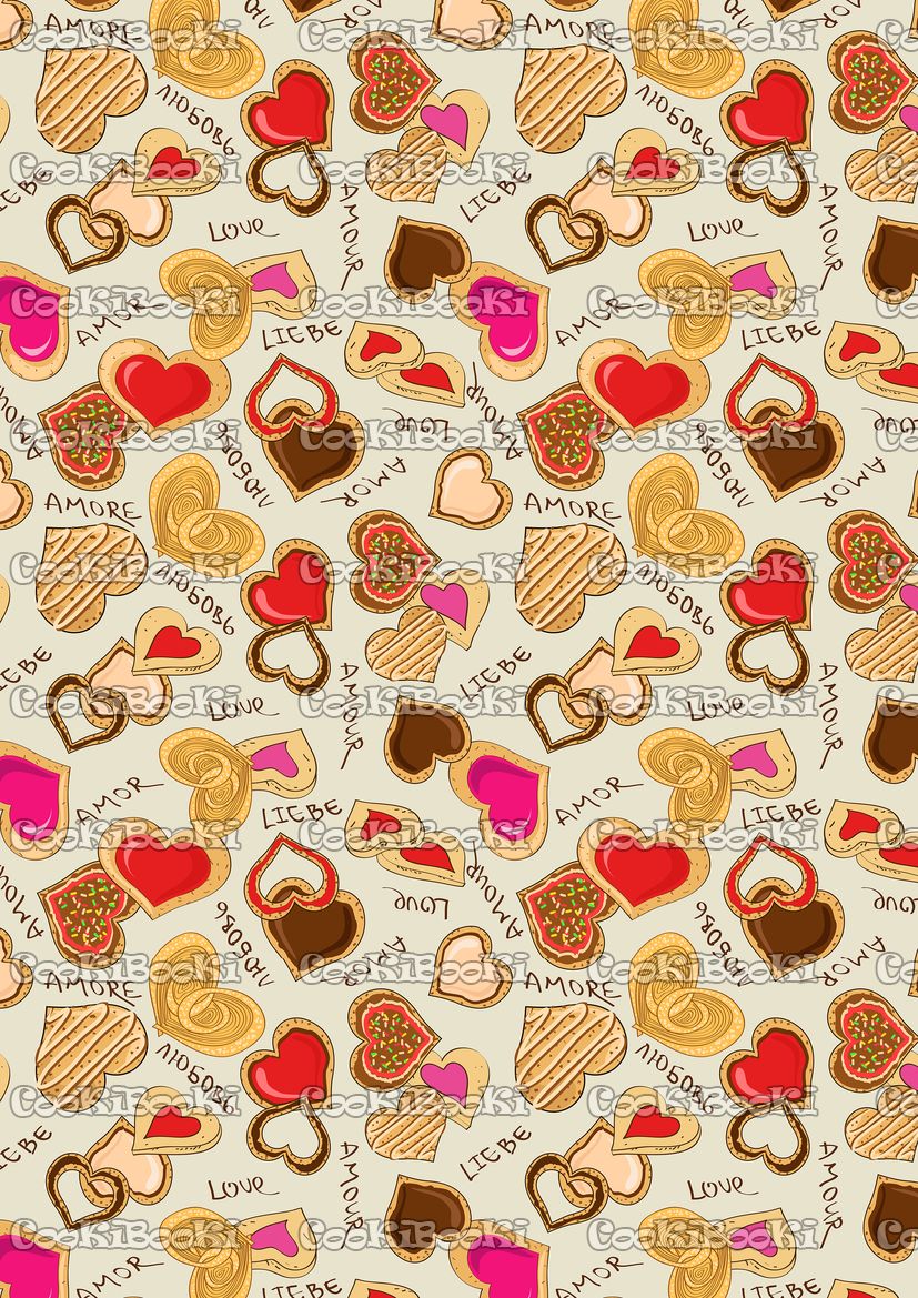 Seamless pattern of heart cookies Шаблон за печат - Свети Валентин #113 - Image 1