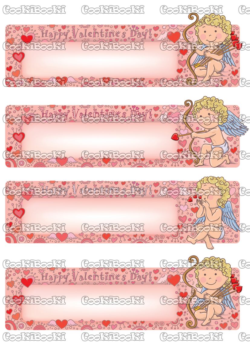 Valentines Day banners with cupid Шаблон за печат - Свети Валентин #182 - Image 1